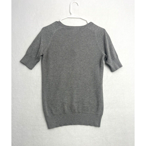 Eddie Bauer Popover Ribbed Knit Sweater Gray Short Sleeves Size XS Minimalist - Picture 2 of 12